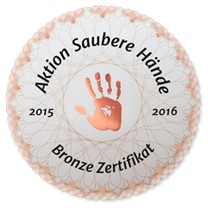 Auszeichnung Bronze-Zertifikat der "Aktion Saubere Hände"