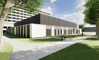 Außenansicht Neubau Radiologie Merheim, Foto: Solutions Architect | Solution Center of Excellence DACH